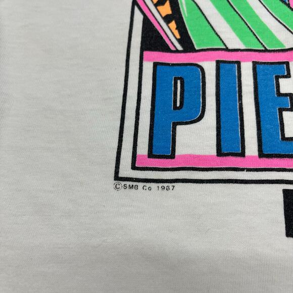 Vintage 1987 Pier Pressure Hobie Heavy White Mens XL Surfer USA Made Pocket Tee - Picture 3 of 13